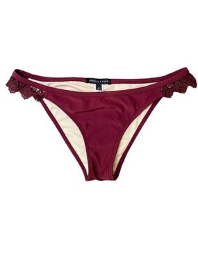 Kendall & Kylie Wine Purple SZ S Boho Romantic Feminine Lace Trim Bikini Bottoms